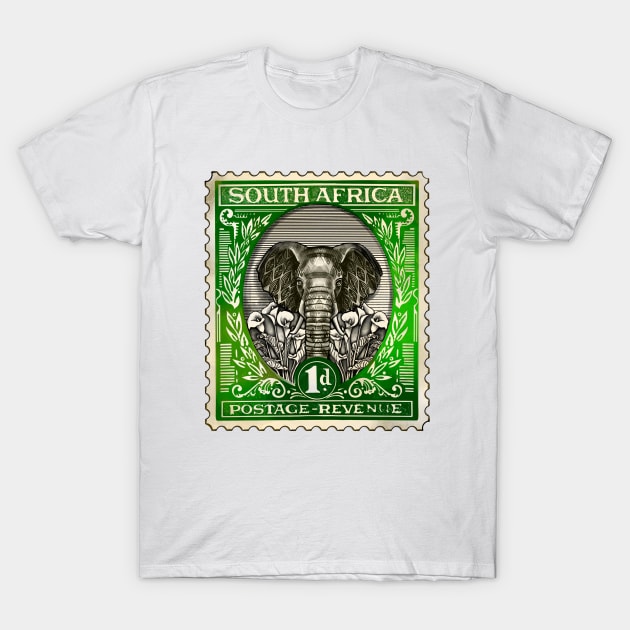 African Elephant Stamp T-Shirt by Marike Korting Art